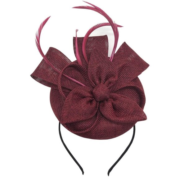 5348 Fascinators Pillbox Hat Sinamay Feather Flower Derby Ball Wedding main image 6